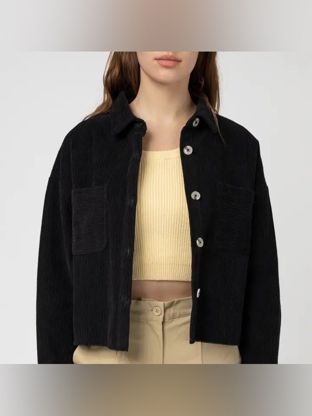 Mod Ref Cropped Corduroy Button-Front Jacket